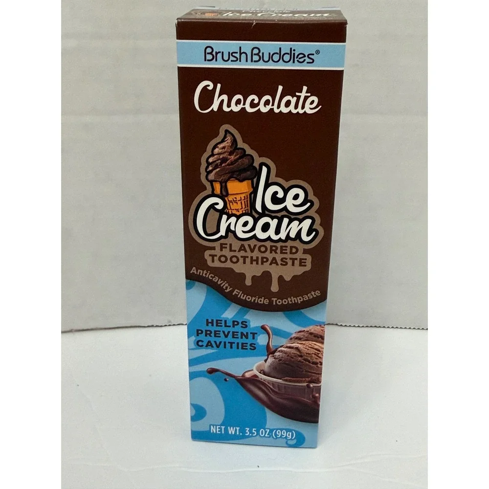 Brush Buddies Ice Cream Flavored Toothpaste 4 Pk Mint Cookies Vanilla Chocolate